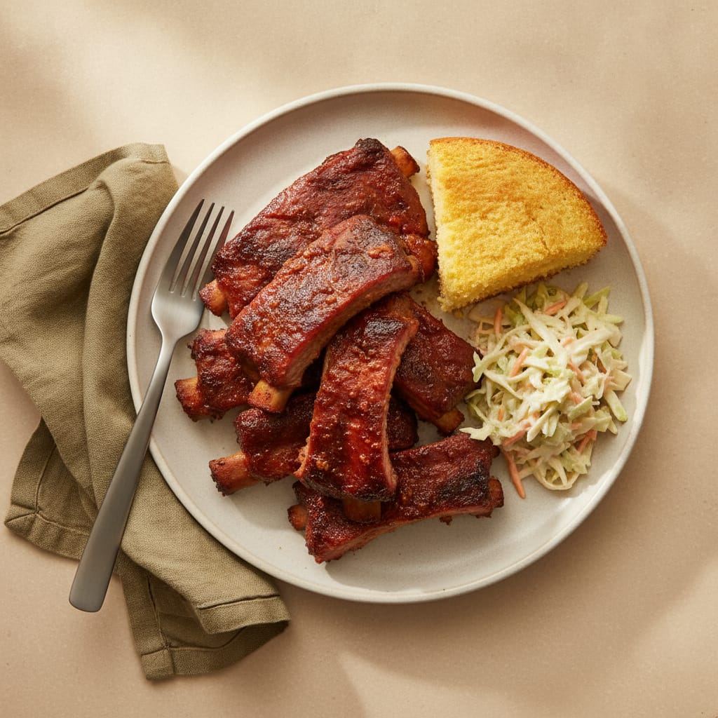 BBQ Pork Ribs with Cornbread