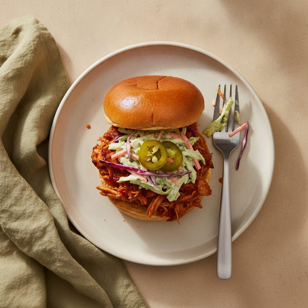 BBQ Pulled Chicken Sliders with Slaw