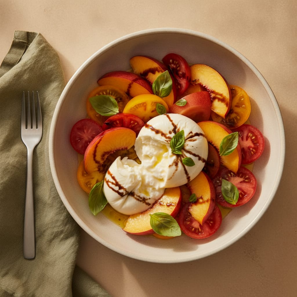 Burrata Caprese with Peach