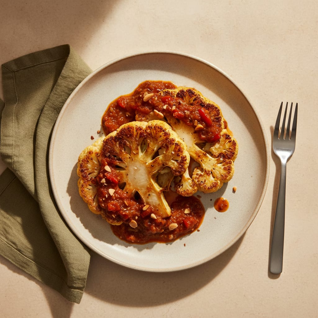 Cauliflower Steaks with Romesco