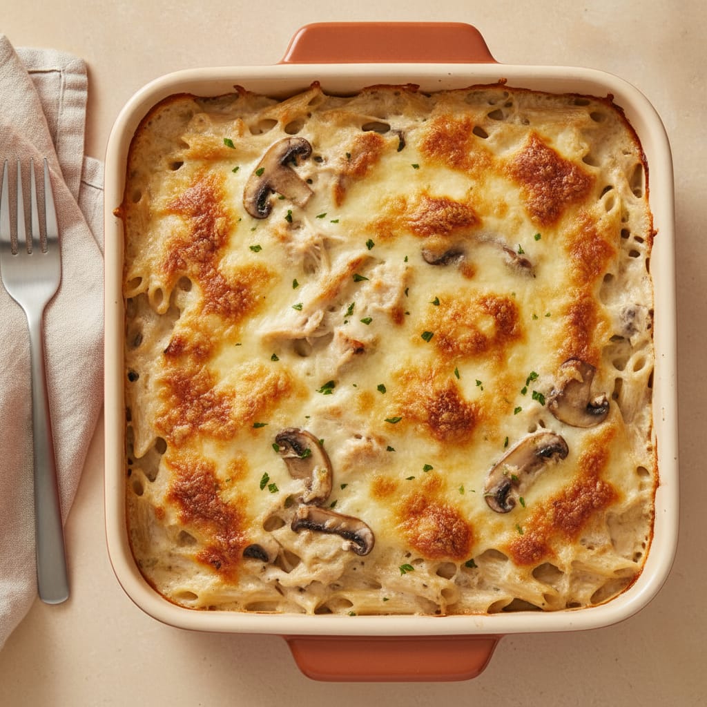 Chicken & Mushroom Pasta Bake