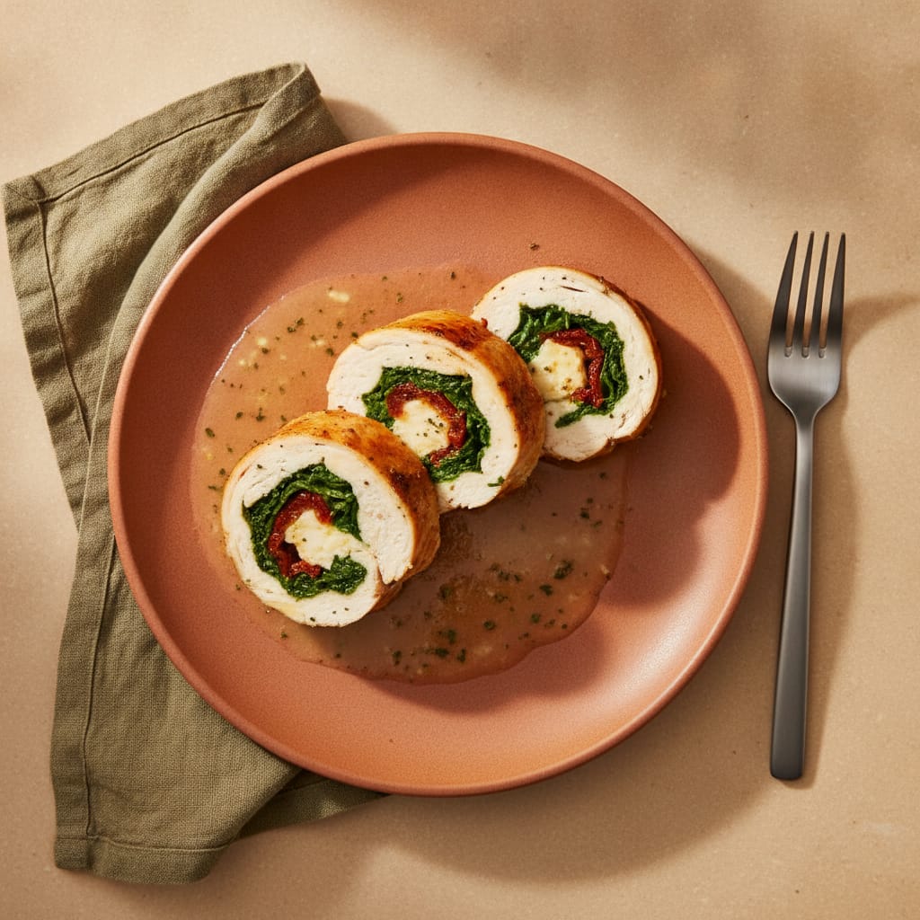 Chicken Roulade with Spinach & Goat Cheese