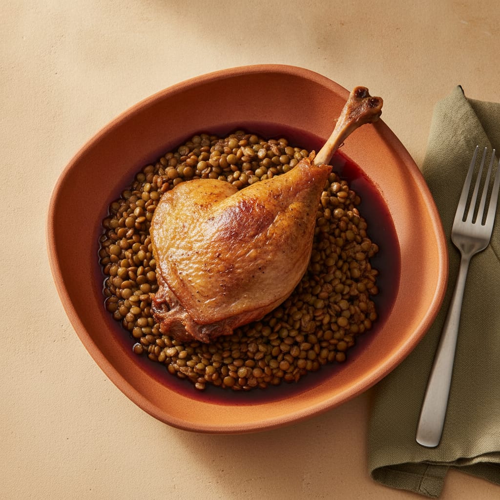 Confit Duck Leg with Lentils & Red Wine Jus