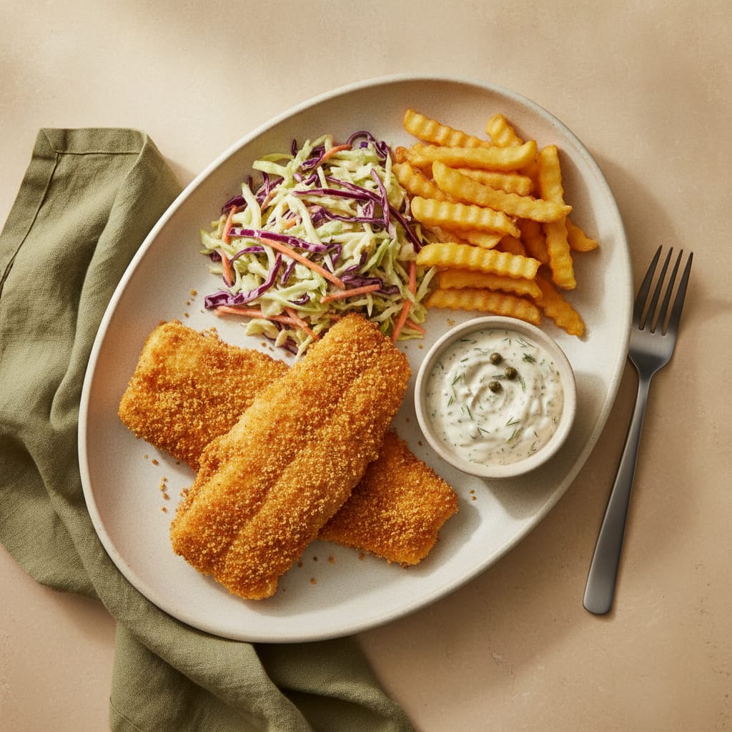 Cornmeal-Crusted Catfish with Slaw