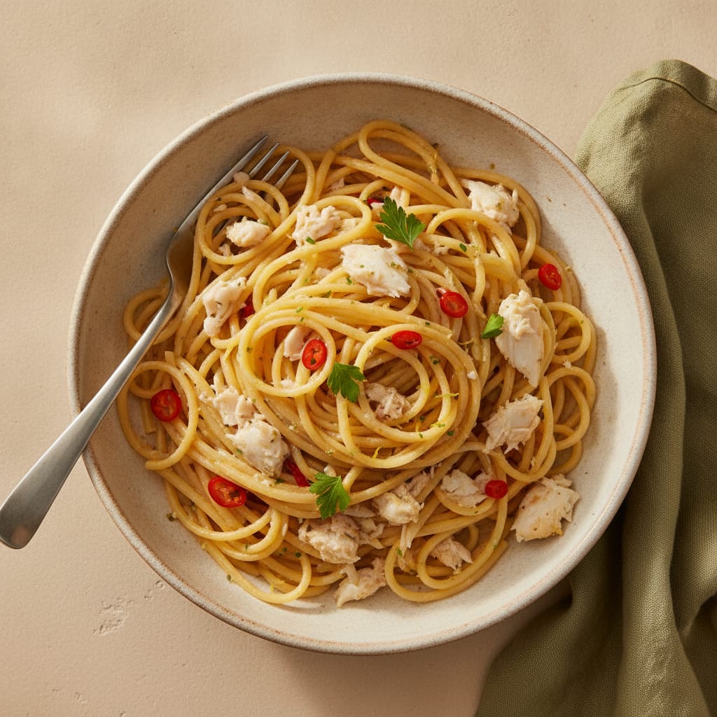 Crab Linguine with Lemon & Chili