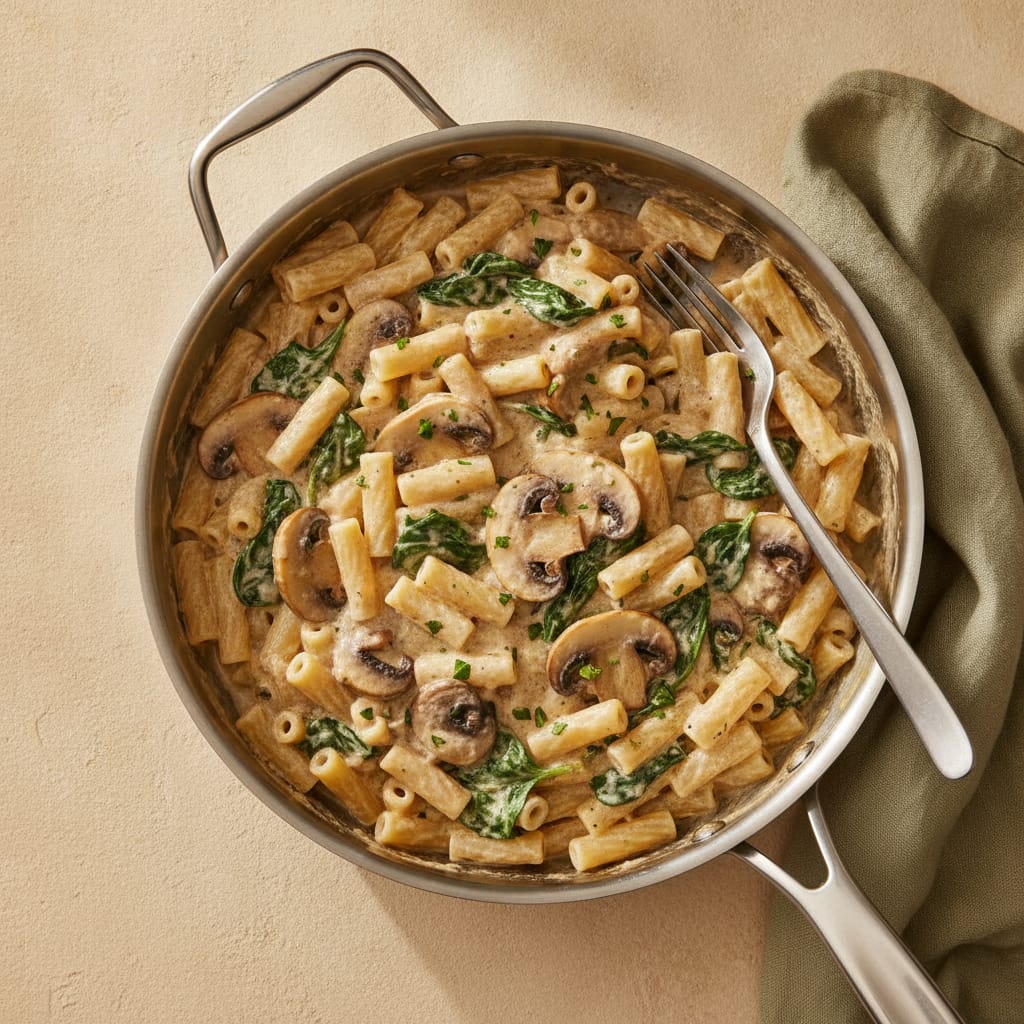 Creamy Mushroom & Spinach One-Pan Pasta