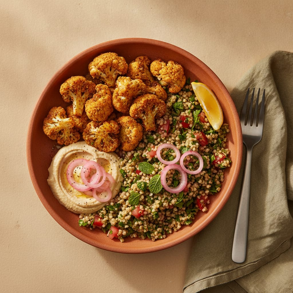 Crispy Cauliflower Tabbouleh Bowl