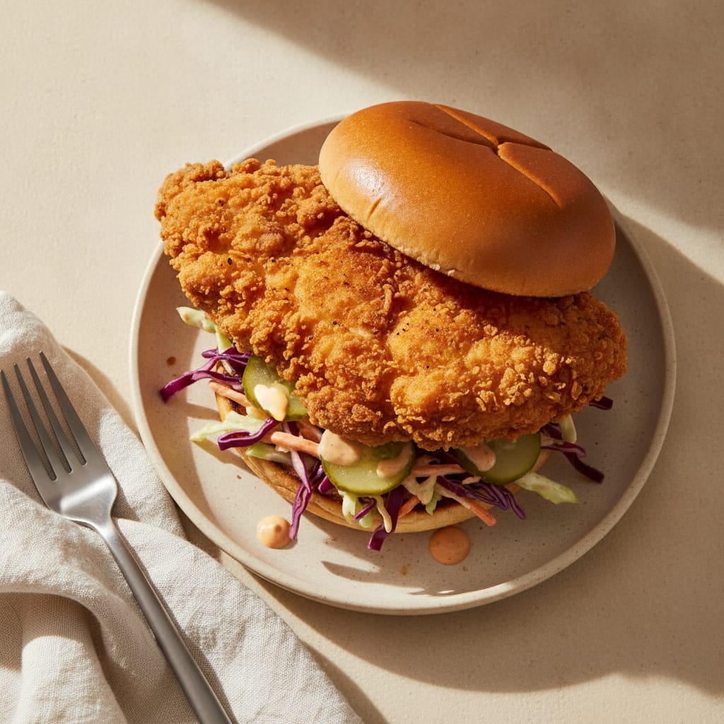 Crispy Chicken Burger with Slaw
