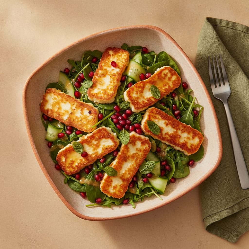 Crispy Halloumi & Pomegranate Salad
