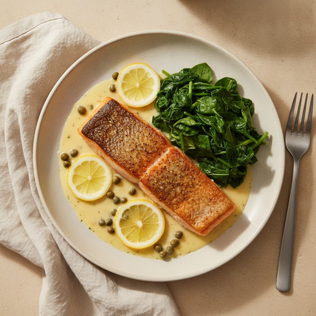 Crispy Skin Salmon with Lemon Butter