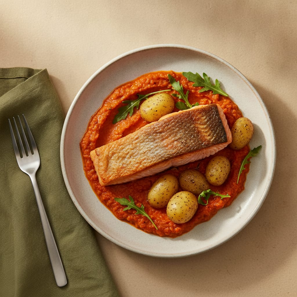 Crispy Skin Salmon with Romesco