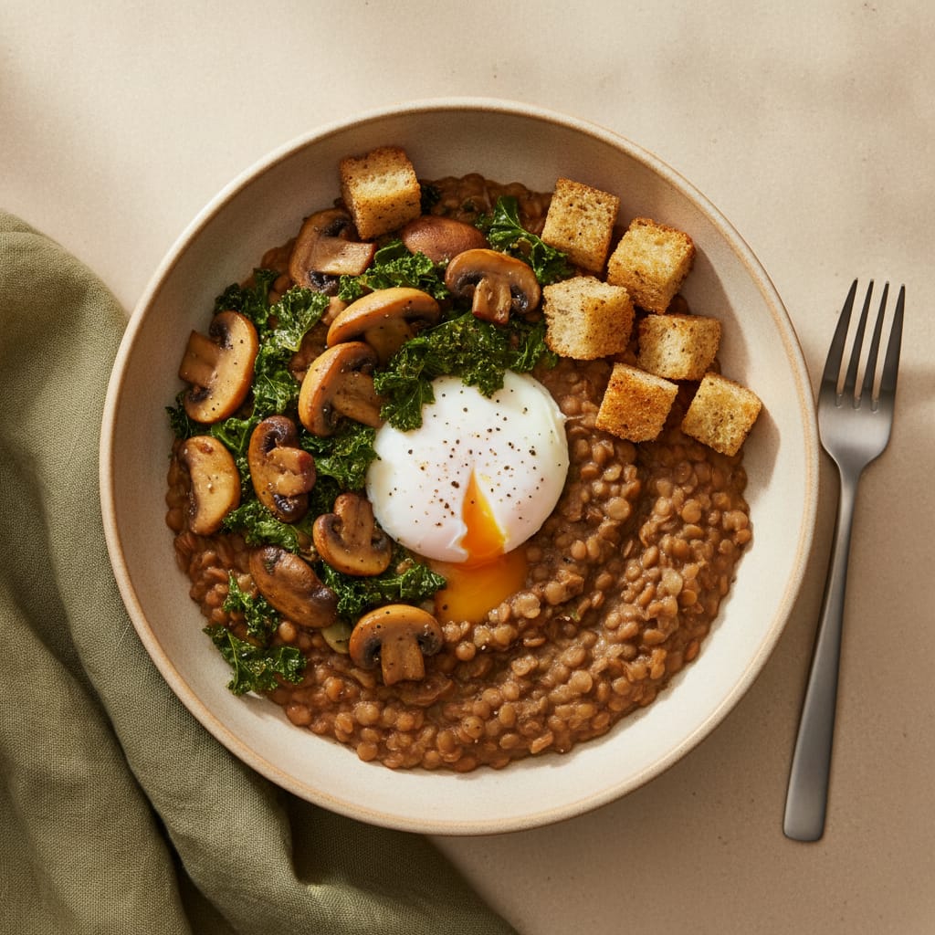 Garlic Mushroom & Lentil Bowl