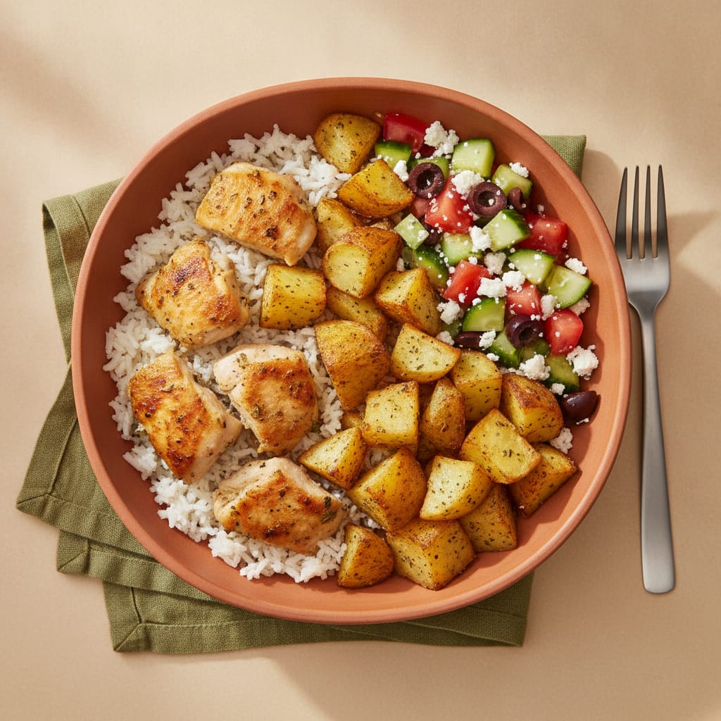 Greek Chicken & Lemon Potato Bowl