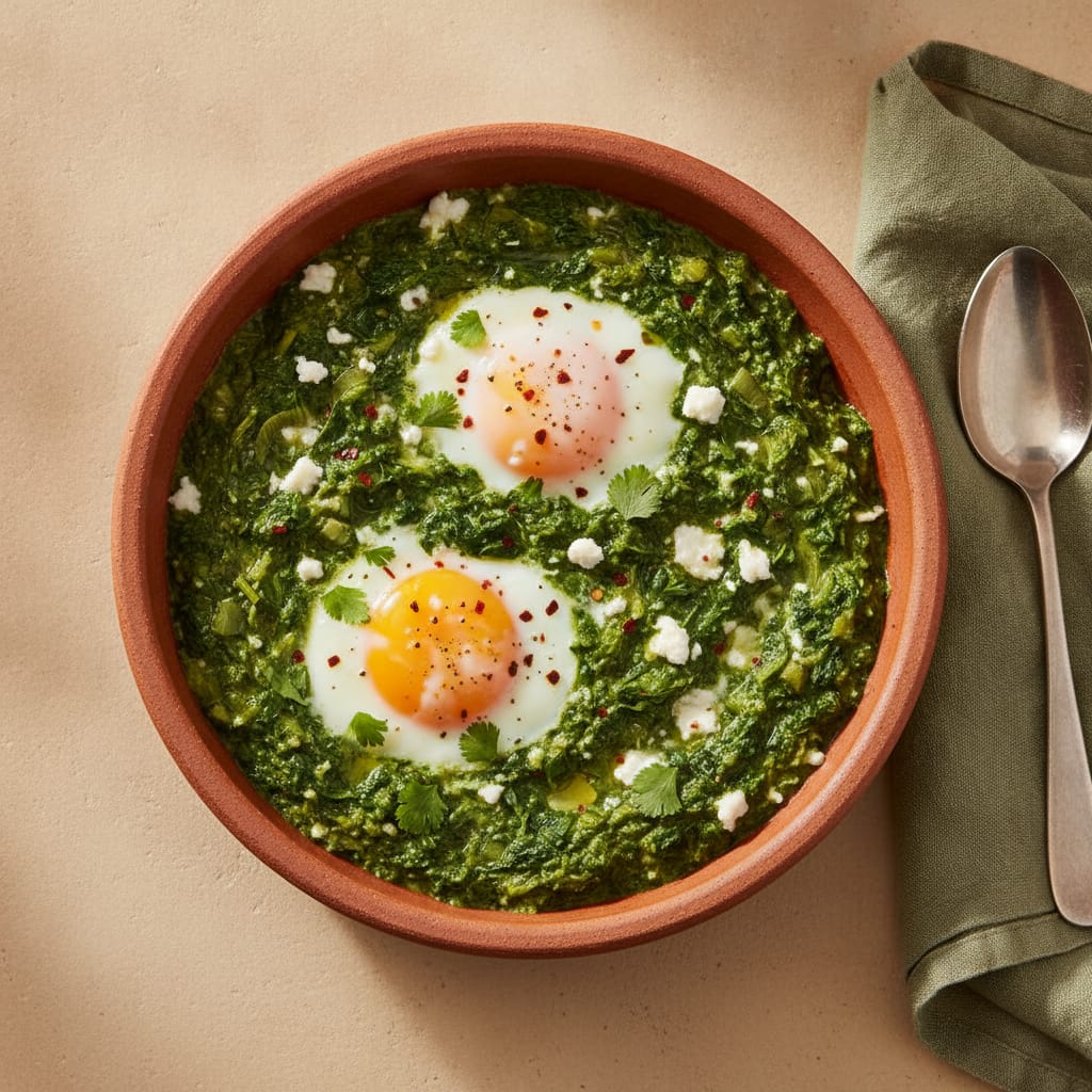 Green Shakshuka (Spinach + Eggs)