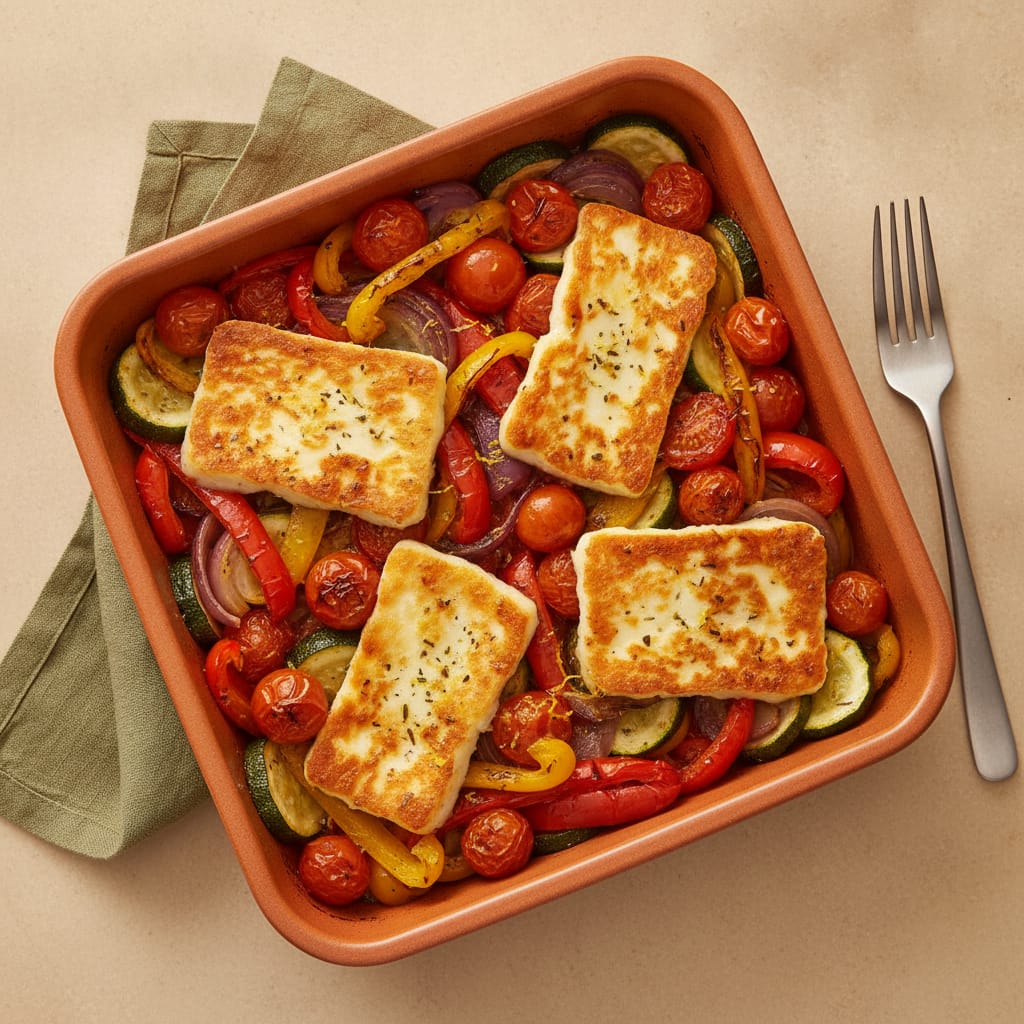Halloumi & Mediterranean Veg Traybake