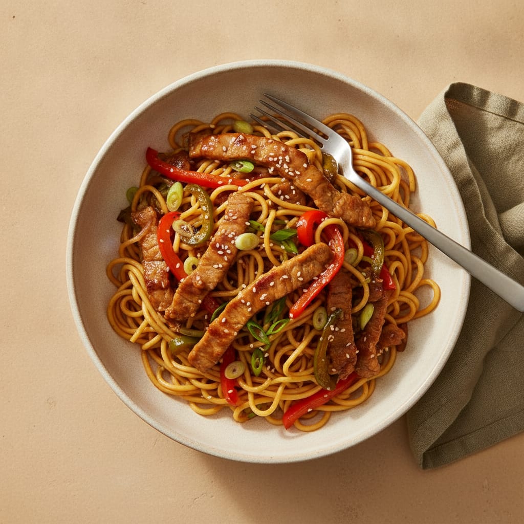 Hoisin Pork Stir-Fry with Noodles