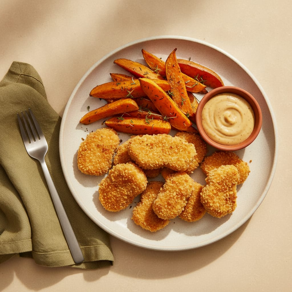 Homemade Chicken Nuggets with Sweet Potato Wedges