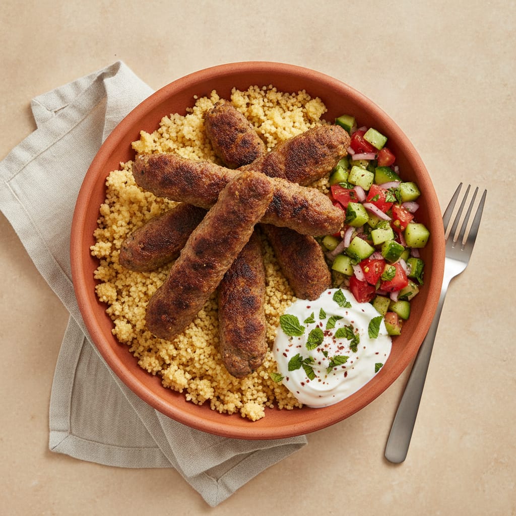 Lamb Kofta with Couscous & Yogurt