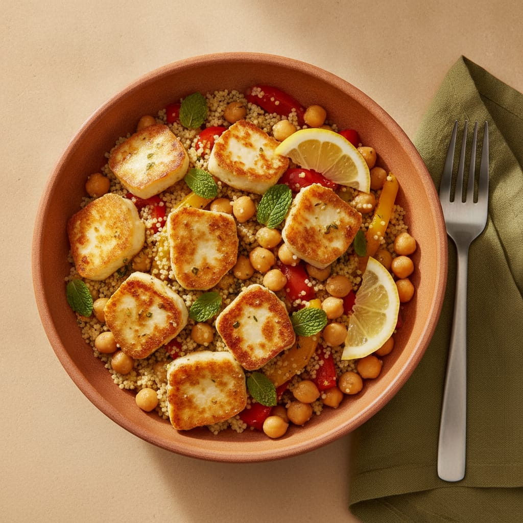 Lemon Chickpea & Halloumi Bowl