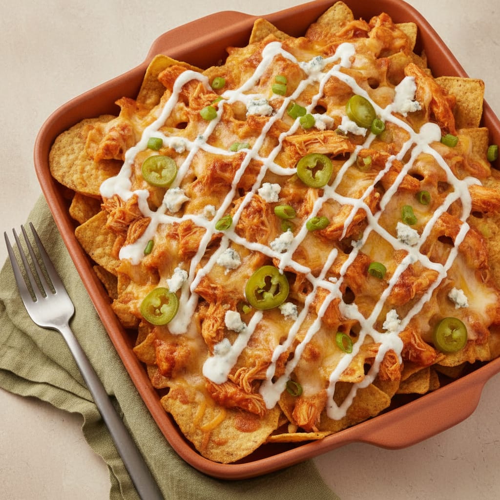 Loaded Buffalo Chicken Nachos