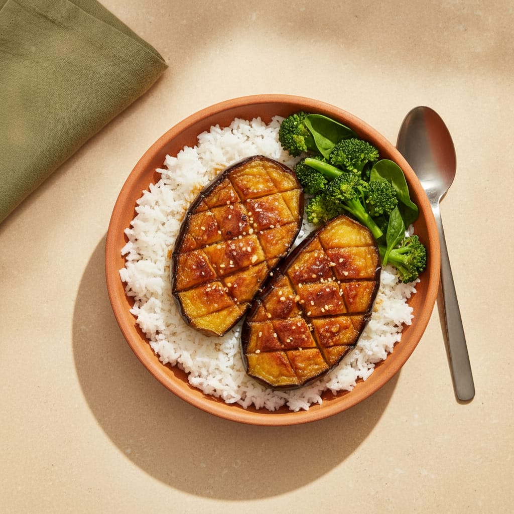 Miso Glazed Aubergine with Rice