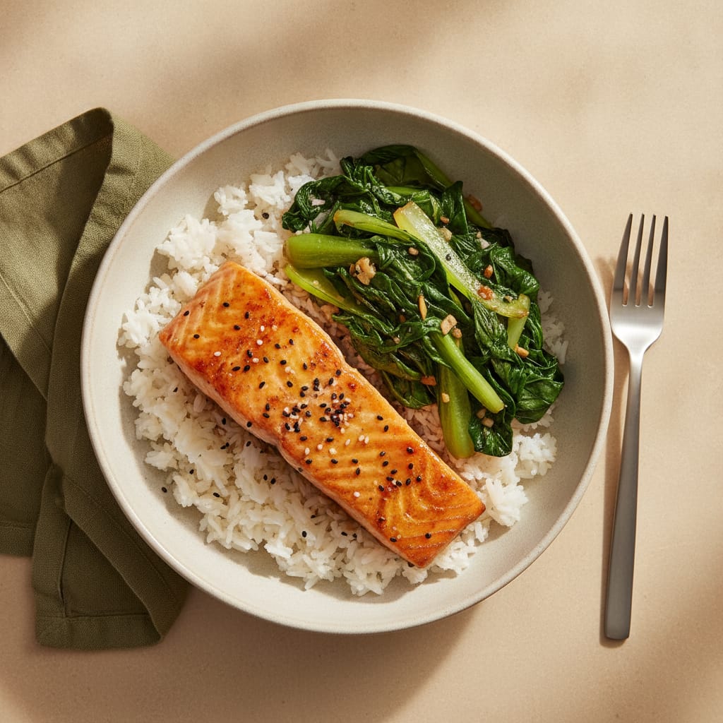 Miso-Glazed Salmon with Greens
