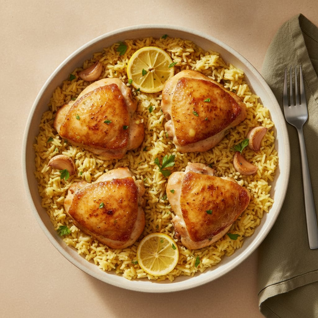 One-Pan Lemon Garlic Chicken & Rice