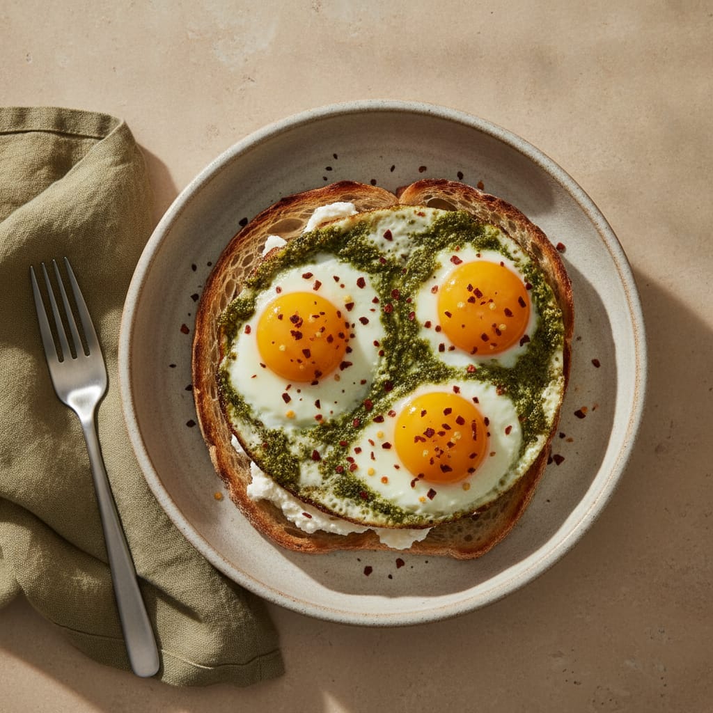 Pesto Eggs on Sourdough