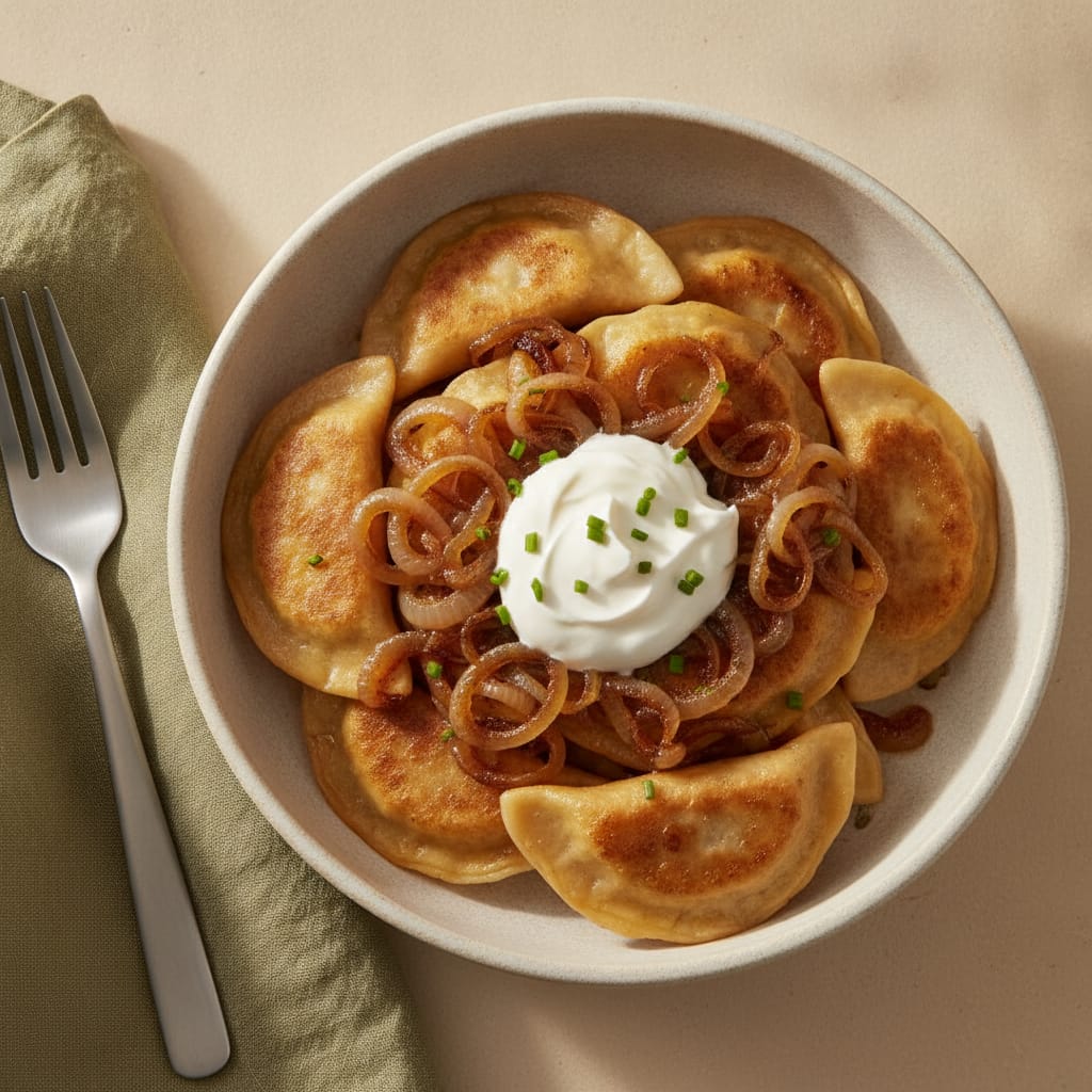 Pierogi with Caramelised Onions & Sour Cream