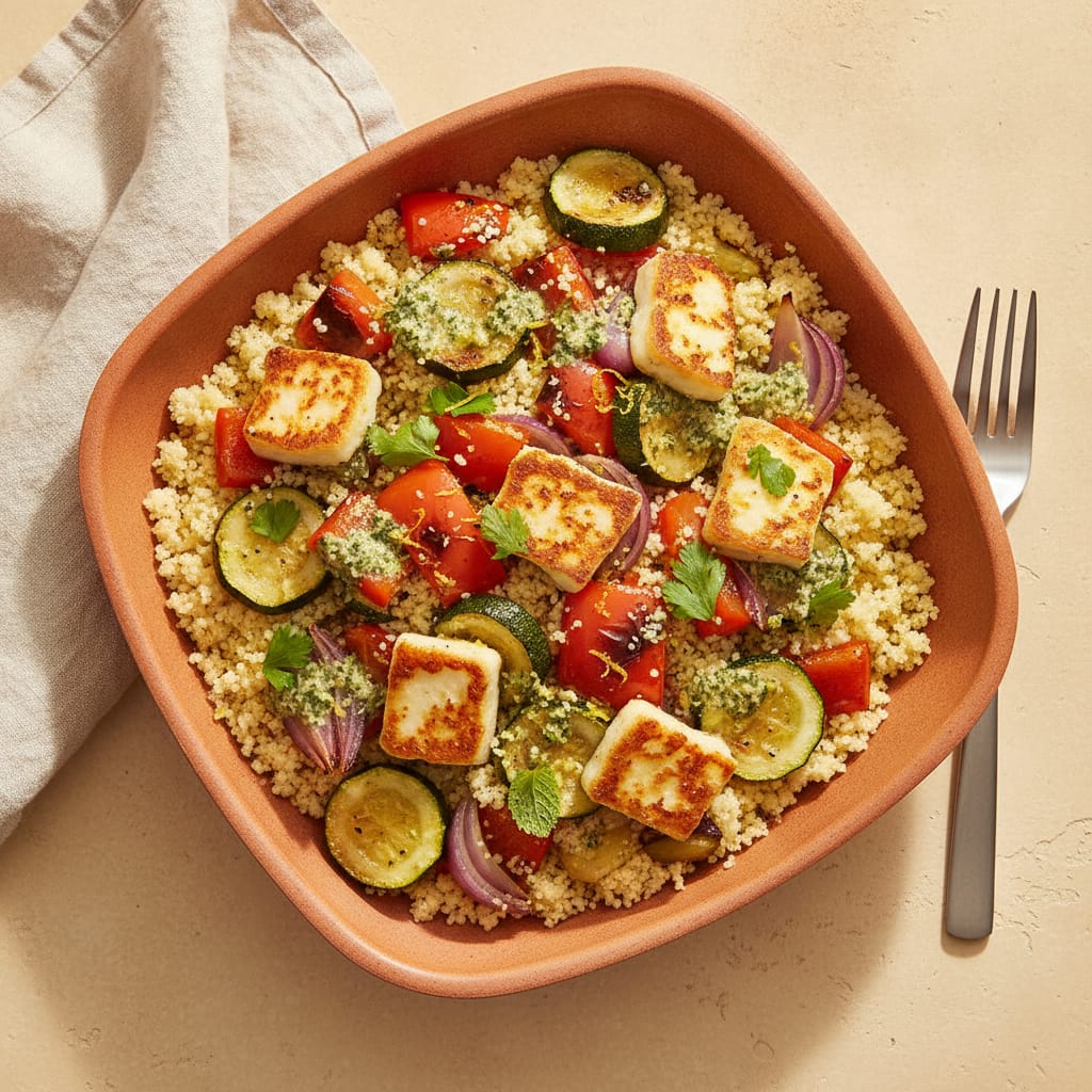Roasted Veg & Halloumi Couscous Bowl