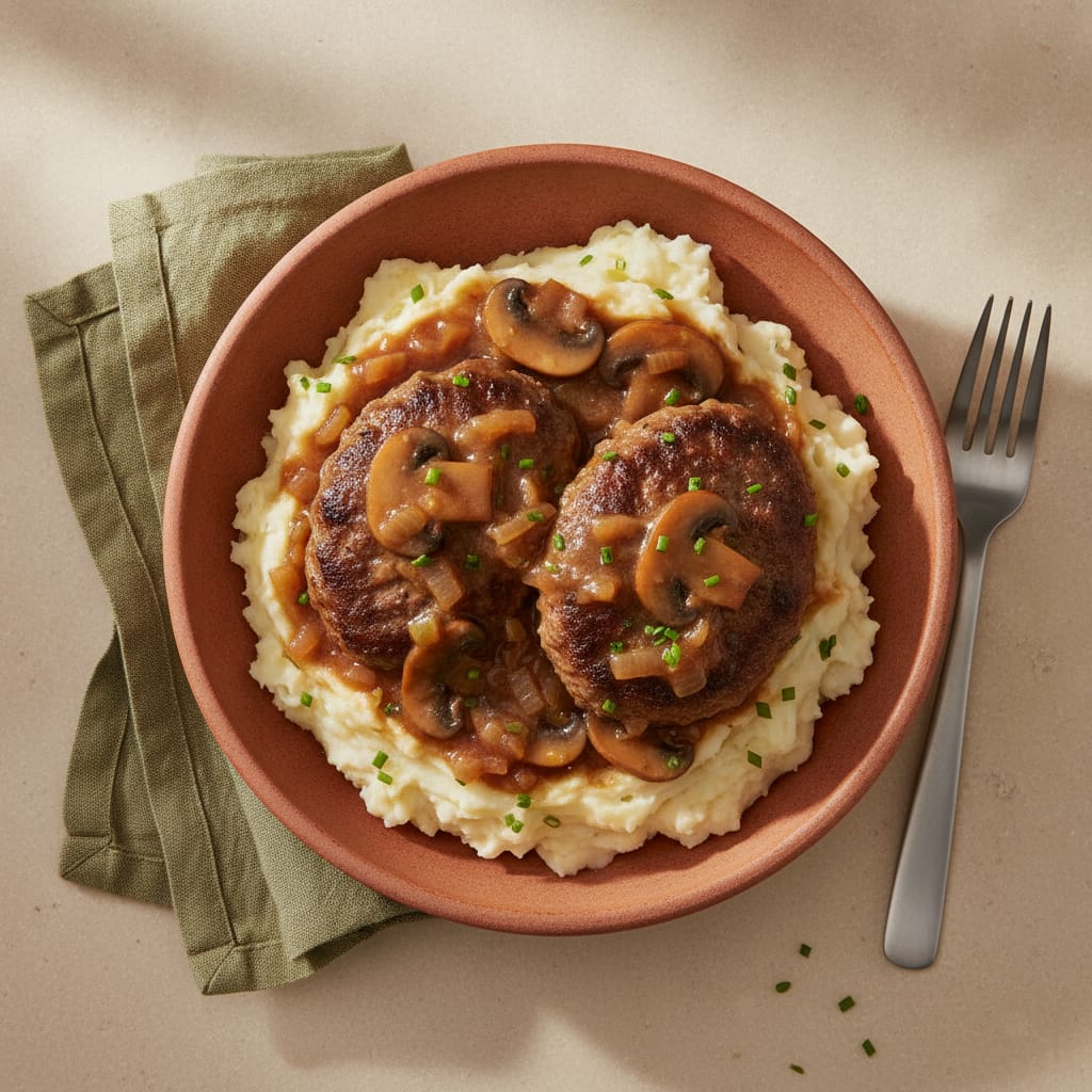 Salisbury Steak with Mushroom Gravy & Mash