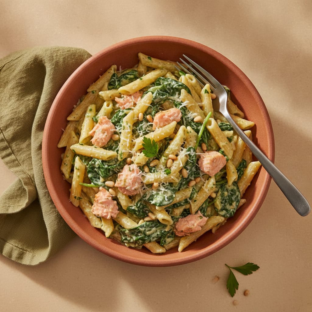 Salmon Spinach Pasta