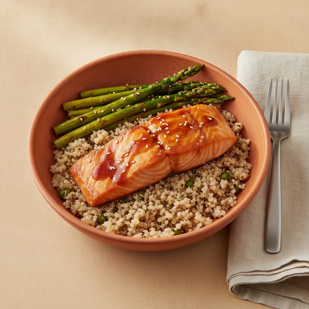 Salmon Teriyaki with Quinoa & Asparagus