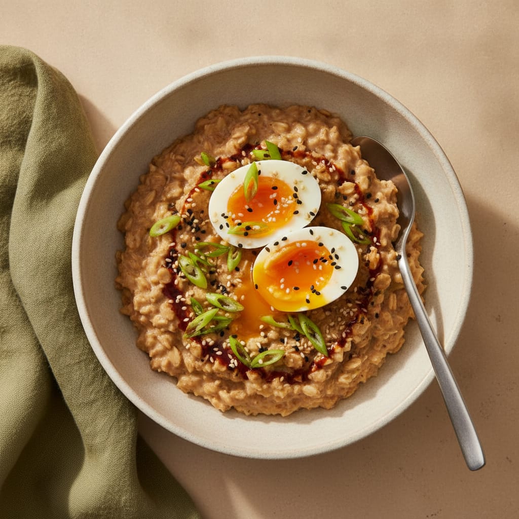 Savoury Oats with Egg & Sesame