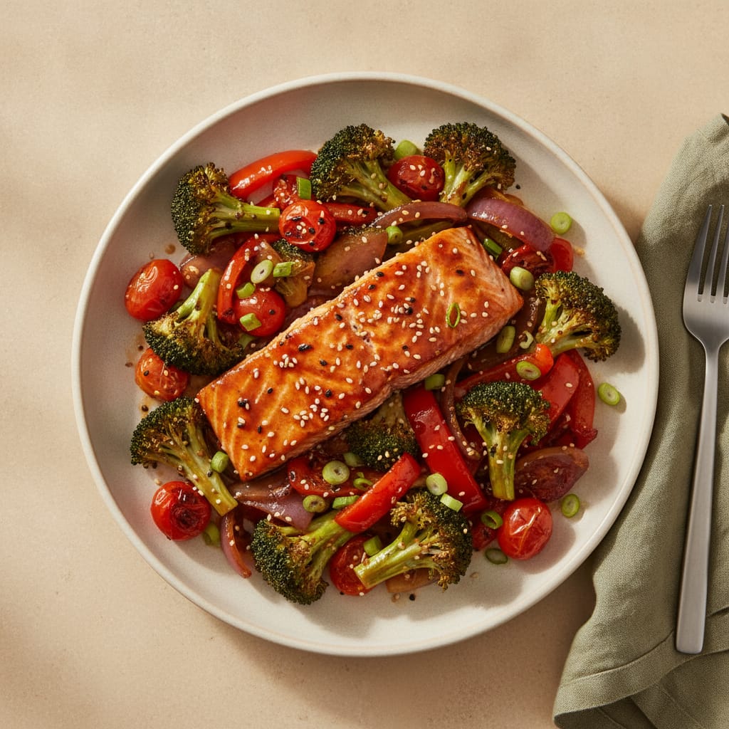 Sheet Pan Teriyaki Salmon & Veg