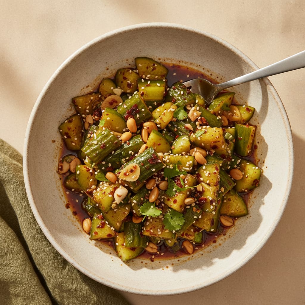 Smashed Cucumber Salad with Chili Oil