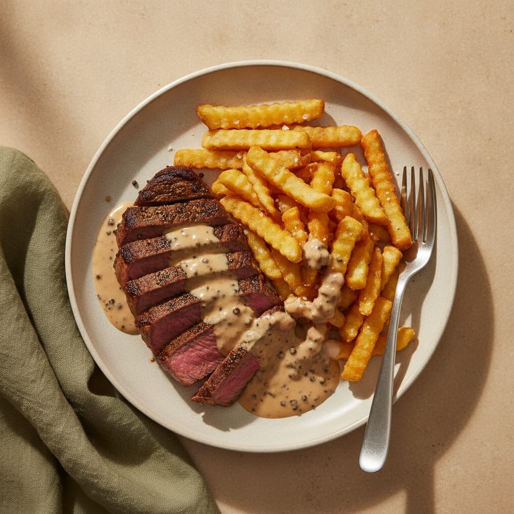 Steak Frites with Pepper Sauce