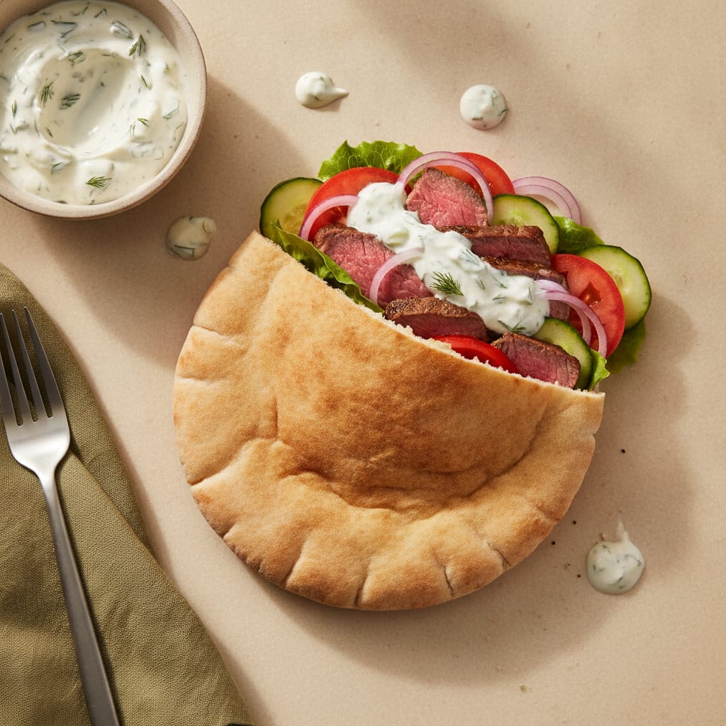 Steak Pita with Tzatziki