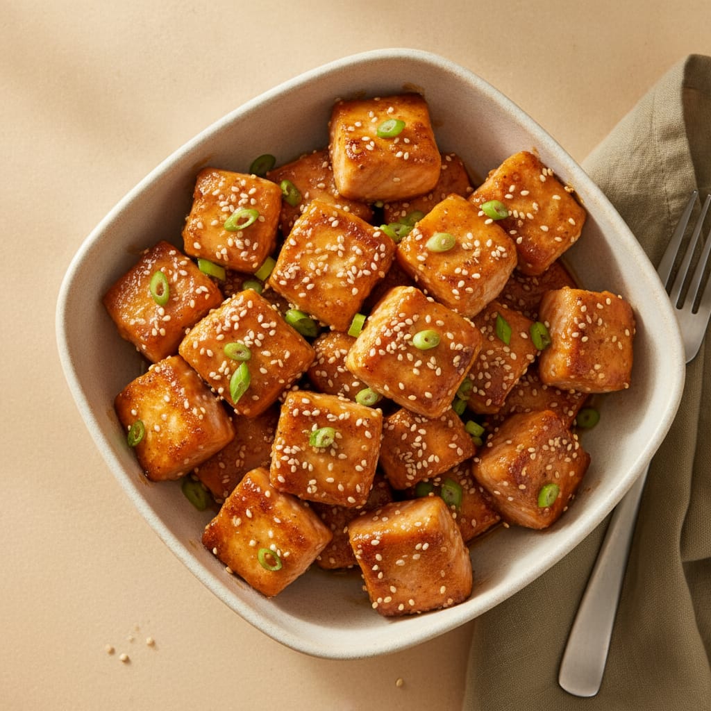 Sticky Honey Garlic Salmon Bites