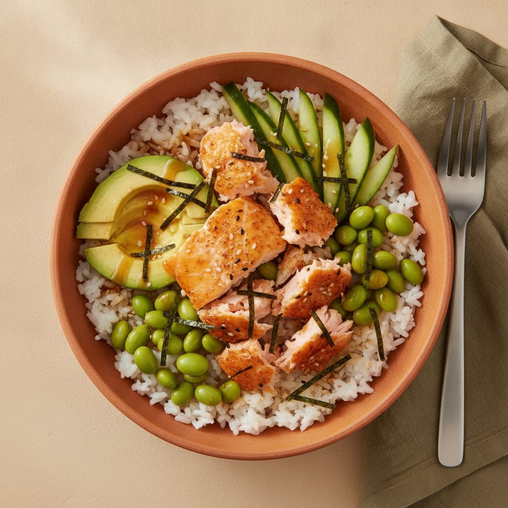 Sushi Bowl with Crispy Salmon